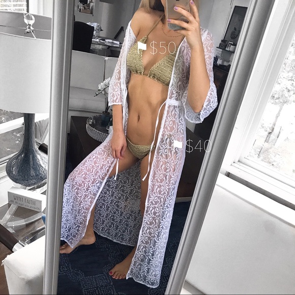 🆕 WHITE LACE MAXI BEACH KIMONO! - Picture 9 of 10